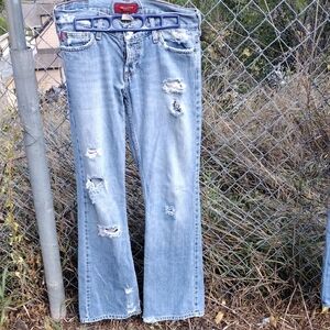 Hollister Light Blue Distressed Flare Jeans